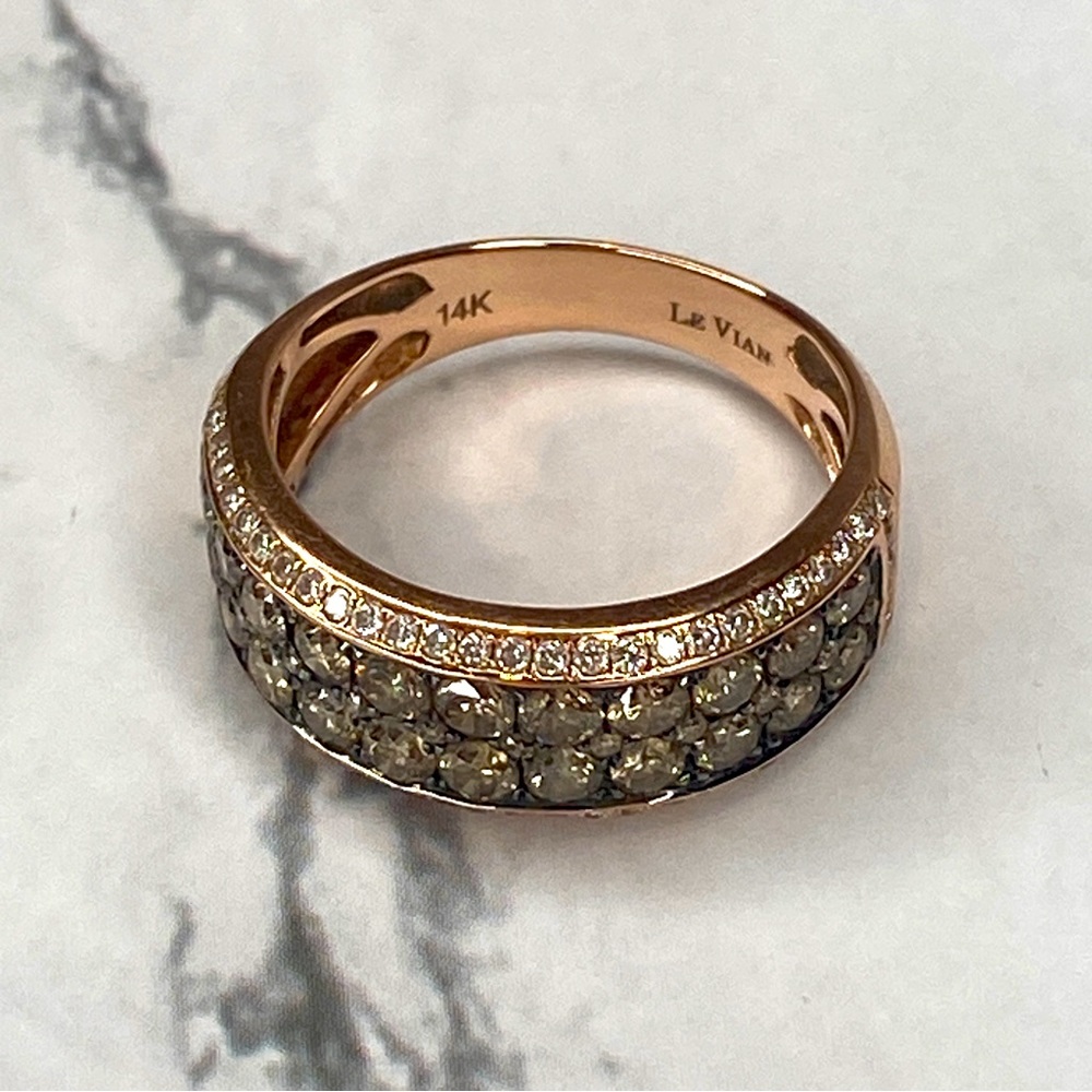 Le Vian Chocolate Diamond Band Ring 14K Strawberry Gold